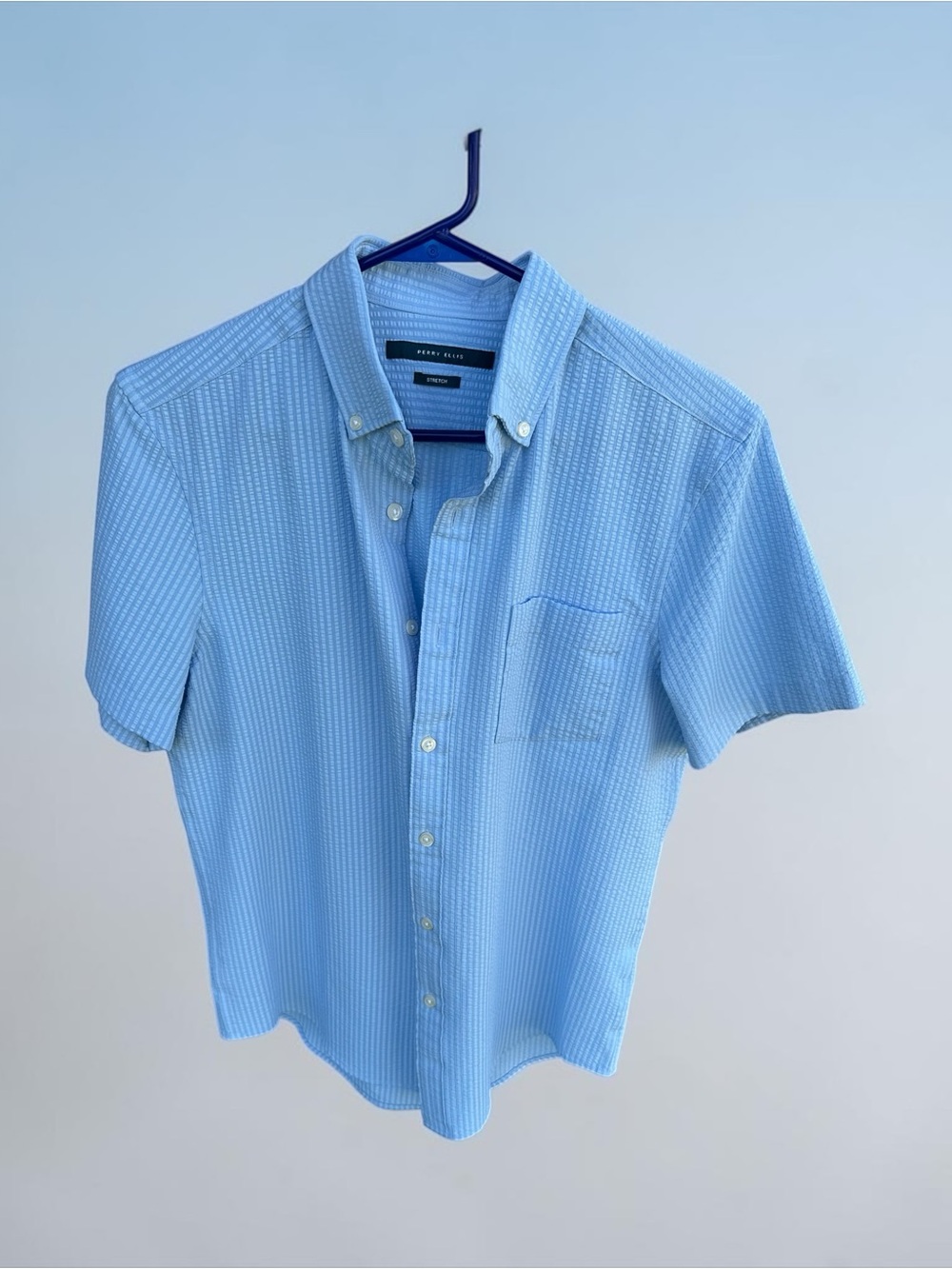 Perry Ellis Light Blue‎ Short-Sleeve Button-Down Shirt